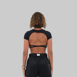 Top de sport court dos nu | Noir