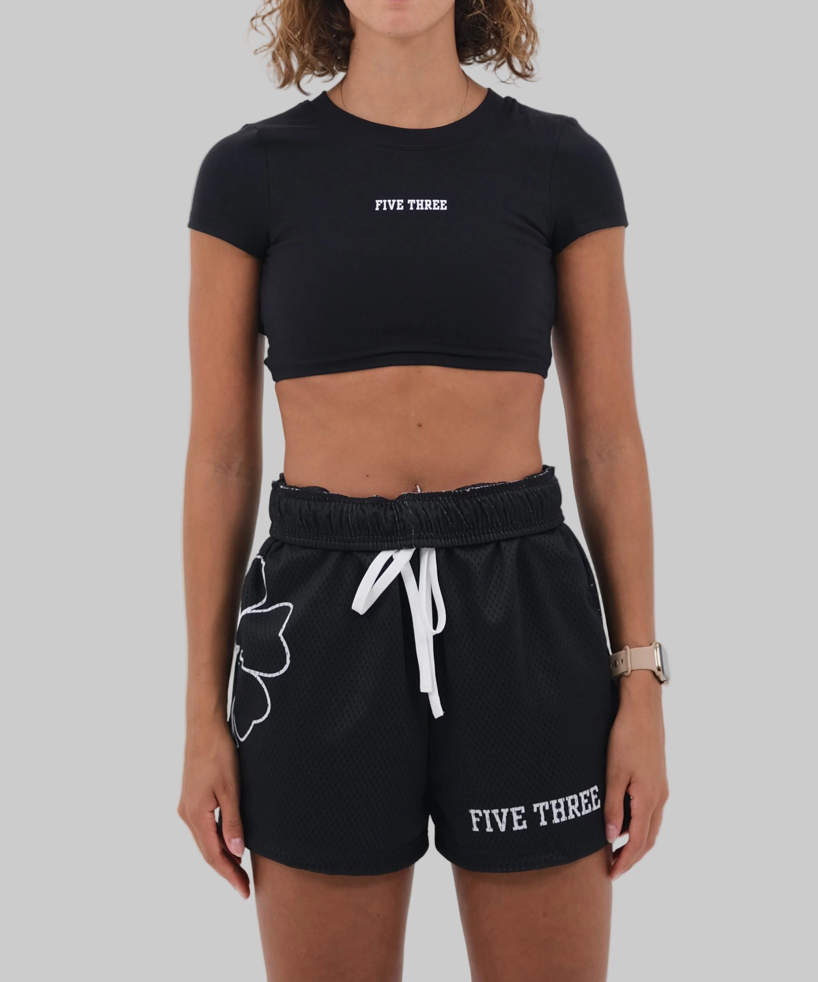 Top de sport court dos nu | Noir