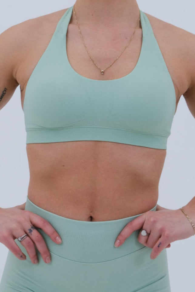 halterneck Sports Bra | White