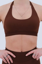 HalterNeck Sports Bra | Coffee