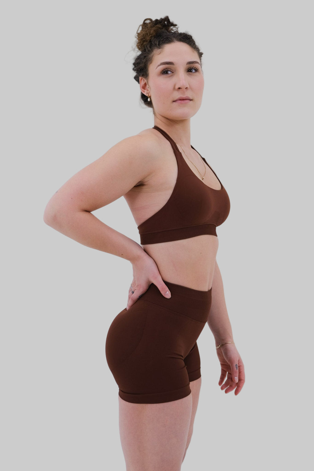 HalterNeck Sports Bra | Coffee