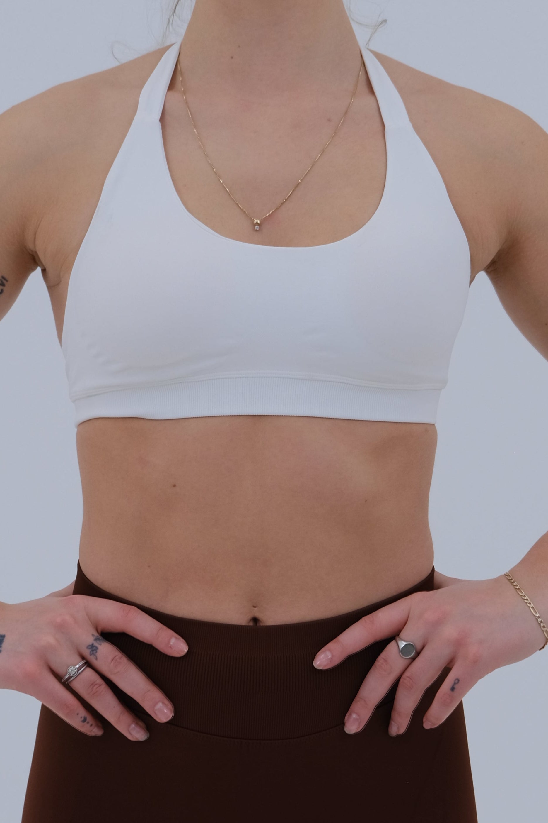 halterneck Sports Bra | White